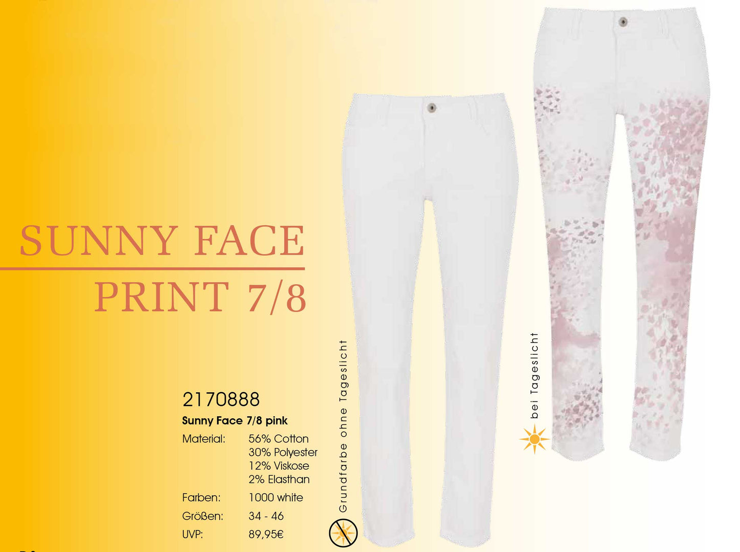 7/8 Sunny Face Print Pink