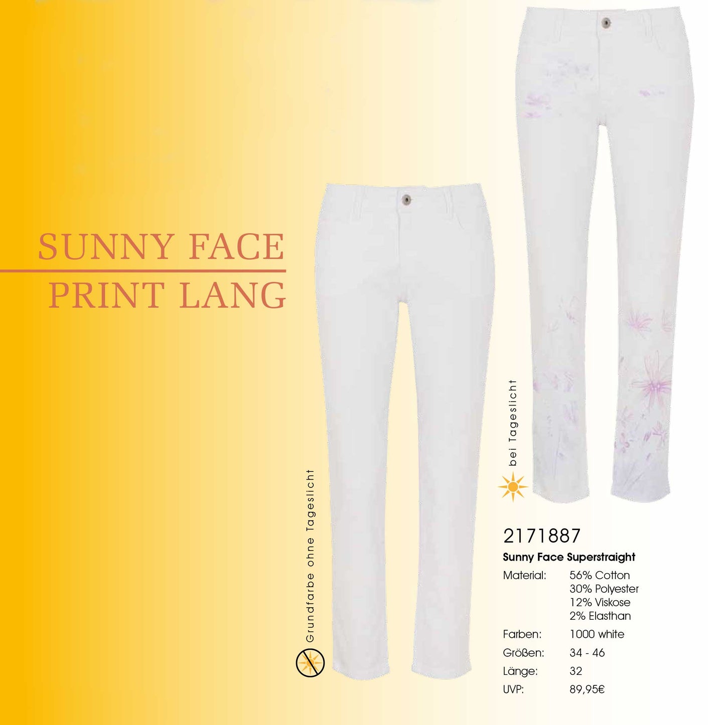 Sunny Face Flower Print L32, 30 super straight