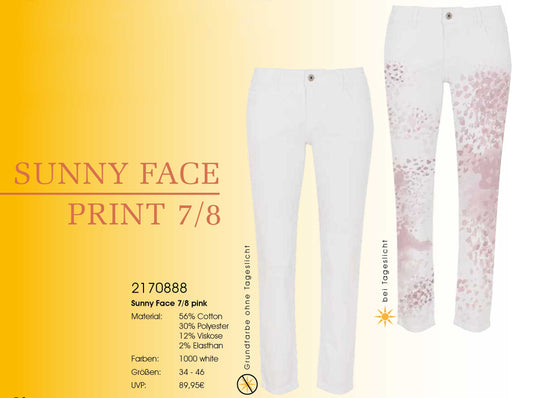 7/8 Sunny Face Print Pink
